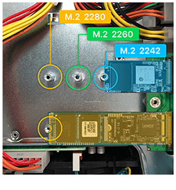 Two M.2 2280, 2260 or 2242 slots supporting NVMe and AHCI SSDs